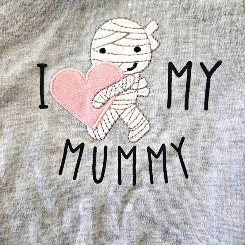 Baby by bon bebe "I love my mummy" grey longsleeve outfit with snaps size 6-9mos